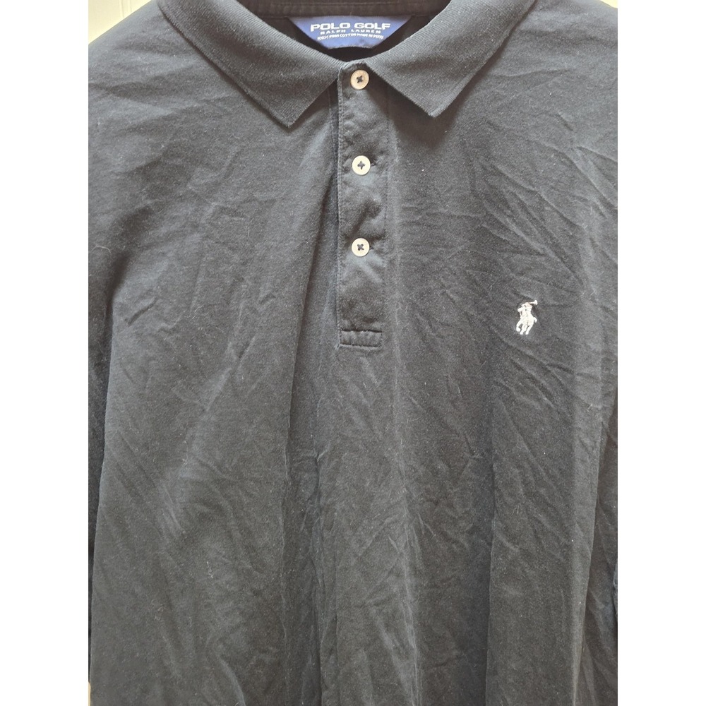 Polo Ralph Lauren Polo Shirt Mens 2XL Black Pima Cotton Golf Amelia Island Club‎